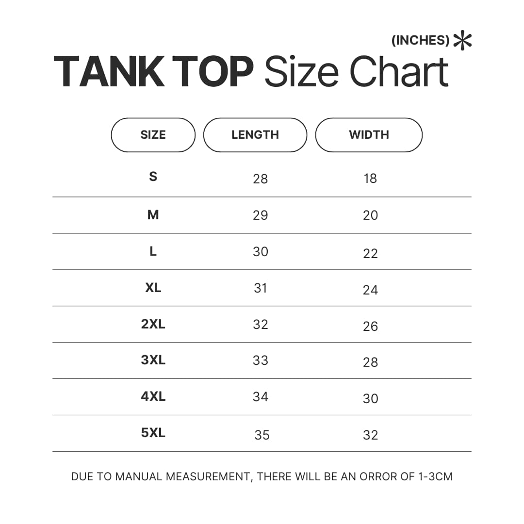 Tank Top Size Chart - Fallout UK Store