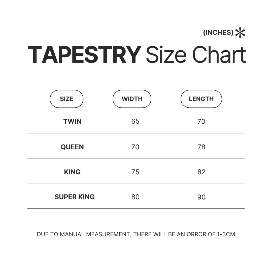 Tapestry Size Chart - Fallout UK Store